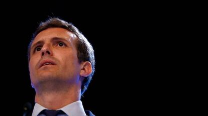 Pablo Casado tras ser elegido como nuevo líder del Partido Popular el pasado 21 de julio en Madrid.