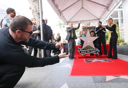 Channing Tatum, Zoë Kravitz and Denzel Washington during the ceremony to honor Lenny Kravitz's star on the Hollywood Walk of Fame in California.