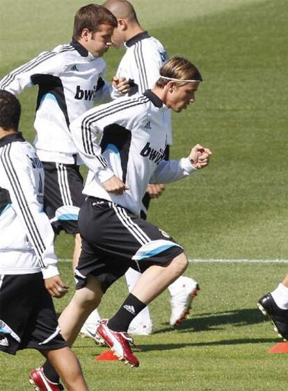 Guti, durante el entrenamiento de ayer.