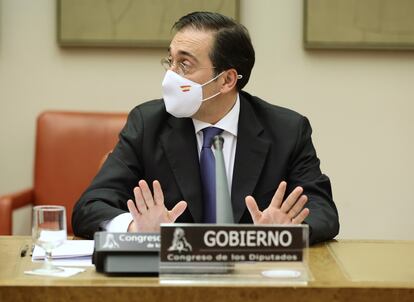 El ministro de Asuntos Exteriores, José Manuel Albares, el miércoles en el Congreso.