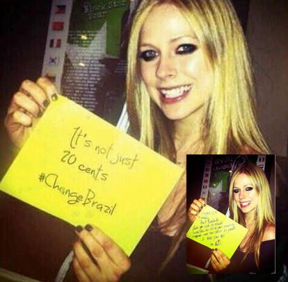 Avril Lavigne: en la foto original, desea feliz cumpleaños.