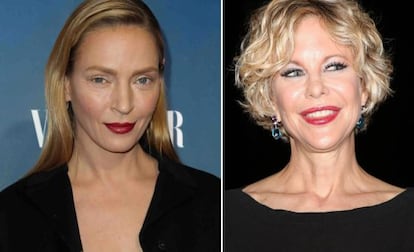 Las actrices Uma Thurman y Meg Ryan.