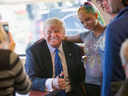 Donald Trump on the campaign trail in Wisconsin.