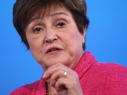 Kristalina Georgieva, directora gerente del Fondo Monetario Internacional (FMI), este martes en la sede del organismo en Washington.