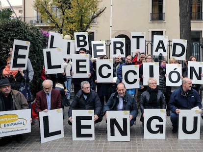 Concentració per la llibertat d'elecció de llengua a València.