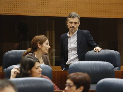 El exportavoz de Podemos, Jos&eacute; Manuel L&oacute;pez, en el pleno de la Asamblea de Madrid.
