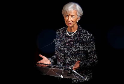 La directora gerent de l'FMI, Christine Lagarde, a l'abril a Brussel·les.