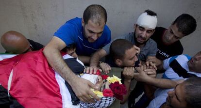 Funeral de Mohamed Hani al Kasba, el día 3 en Qalandia, Cisjordania.