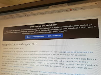 Web de Wikipedia donde advierten del cierre temporal del servicio.