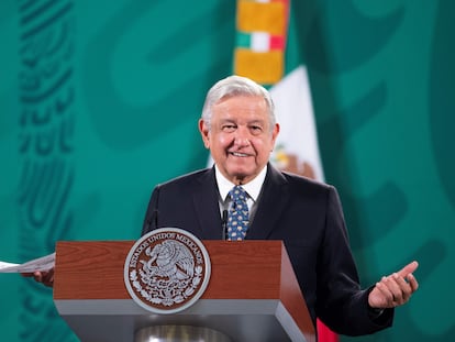 El presidente de México, Andrés Manuel López Obrador, este miércoles en la rueda de prensa matutina en Ciudad de México donde arremetió contra un candidato del PRI.