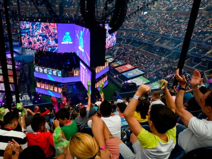 Gradas del estadio Arthur Ashe, en Nueva York, durante la final de un torneo del videojuego Fortnite, en julio de 2019.