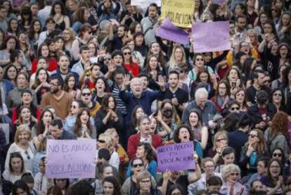 People protesting the original court decision in April.