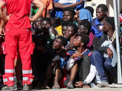 Inmigrantes recién llegados a Lampedusa el pasado septiembre.