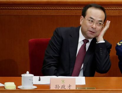 Sun Zhengcai en la sesión de apertura de una conferencia en Pekín, en 2015.