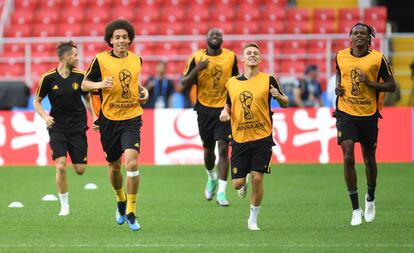 Os belgas treinam para a partida deste sábado.