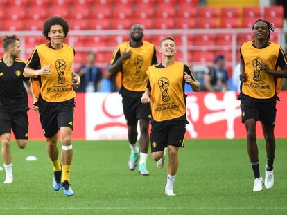 Os belgas treinam para a partida deste sábado.