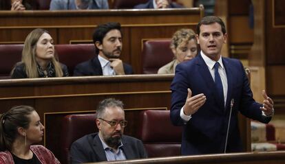 El l&iacute;der de Ciudadanos, Albert Rivera, este mi&eacute;rcoles en el Congreso.
 