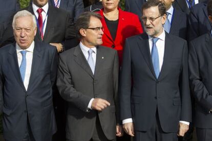 From left: Foreign Minister García-Margallo, Artur Mas and Prime Minister Rajoy in October.