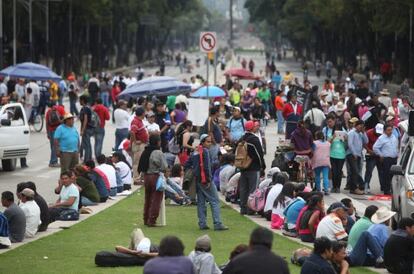 Maestros mexicanos protestan este miércoles en el DF.