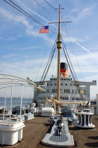 El transatlántico RMS Queen Mary, varado en Long Beach, California.