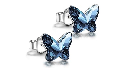 Pendientes de plata de ley con diseño de mariposas, varios colores