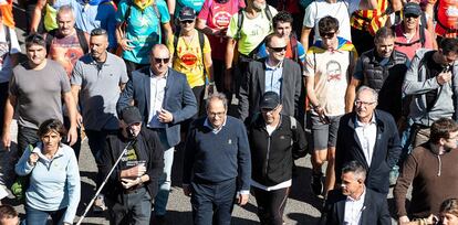 Des d'una autopista, el president de la Generalitat, Quim Torra, ha fet una crida a la mobilització al costat de l'exlehendakari Juan José Ibarretxe, i ha celebrat "veure la gent en marxa".