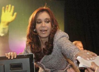 Cristina Fernández de Kirchner, durante un mitin el martes en Mar de Plata.