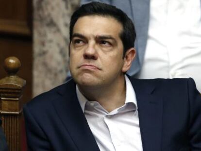 Alexis Tsipras al Parlament, dissabte.