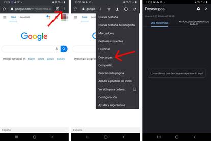 Nueva ubicación de las descargas de Chrome para Android.