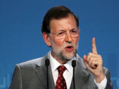 Mariano Rajoy, durante su comparecencia en la sede del PP.