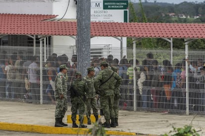 La caravana de migrantes en la frontera de Tabasco (México)