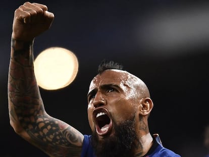 Vidal, tras el triunfo del Barça en el Bernabéu.