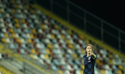 Luka Modric hace un gesto durante el partido del Grupo 4 de la Liga de las Naciones frente a Inglaterra, el 12 de octubre de 2018.
