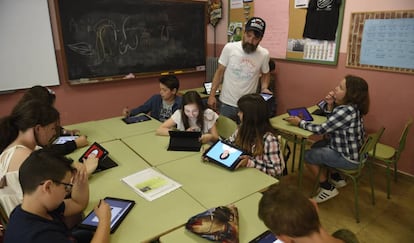 Alumnos del colegio público asturiano Rioturbio.