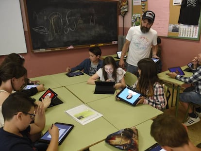 Alumnos del colegio público asturiano Rioturbio.