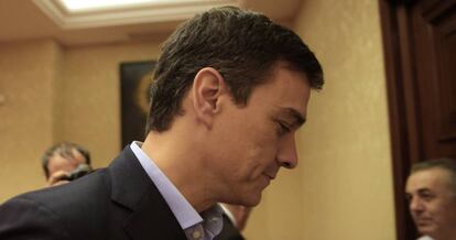 El secretario general del PSOE, Pedro S&aacute;nchez, tras las constituci&oacute;n de la Diputaci&oacute;n Permanente del Congreso la semana pasada. 