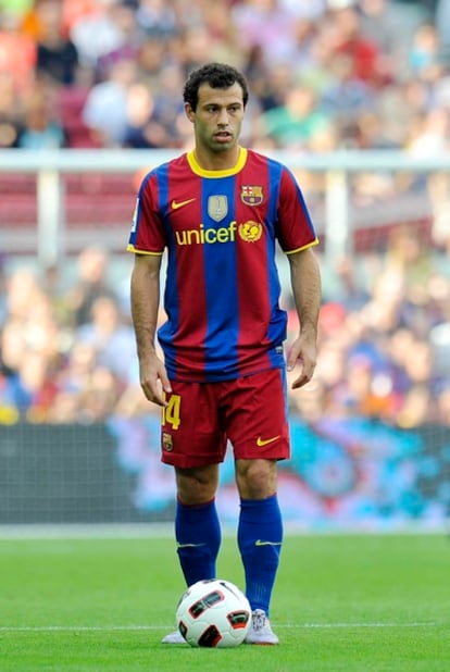 Mascherano during his presentation as a Barça player.