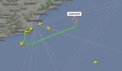 El recorregut que ha fet l'avió de Ryanair.