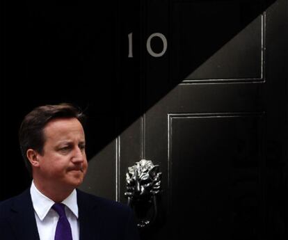 El primer ministro británico, David Cameron, ayer en la sede del Gobierno.