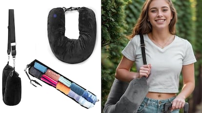 almohada de viaje para el cuello en la que almacenar ropa.