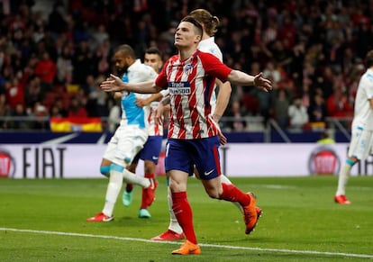 Kevin Gameiro celebra su gol al Deportivo.