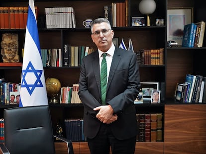 El ministro Gideon Saar, el lunes en la sede de su partido, a las afueras de la ciudad israelí de Modiín.