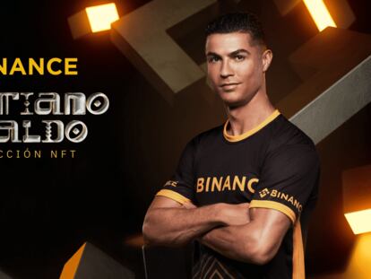 Cartel promocional de los NFT lanzados por Binance junto a Cristiano Ronaldo.