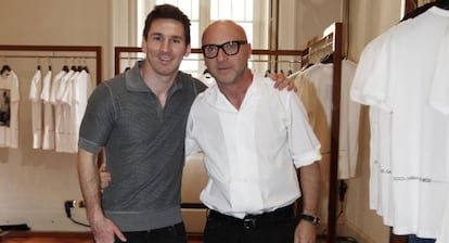 Messi y Domenico Dolce, en Mil&aacute;n.