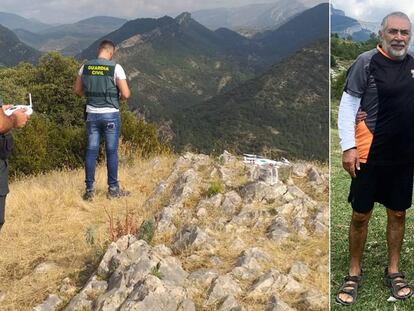 Agentes de Guardia Civil en la búsqueda en Huesca de Jesús Ríos, a la derecha.