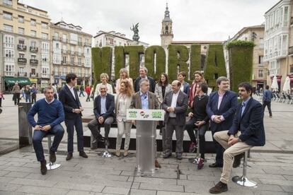 El lehendakari, Iñigo Urkullu, pronuncia unas palabras durante un acto del PNV con los candidatos a las tres capitales y a las diputaciones.