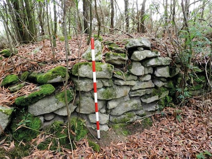 A section of the castle wall in the northeast area of the site.