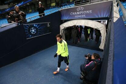 Messi aquest dilluns a l'Etihad Stadium.