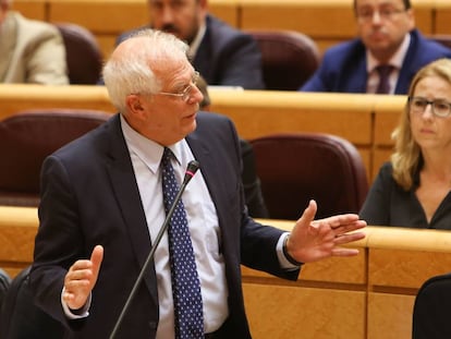 El ministro de Exteriores Josep Borrell en el Senado. 