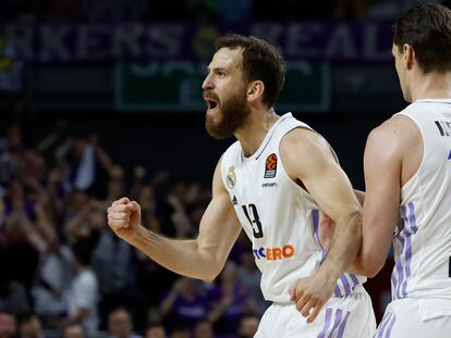 Sergio Rodríguez durante el quinto partido de los cuartos de final de la Euroliga entre el Real Madrid y el Partizán, en el Wizink Center este miércoles.